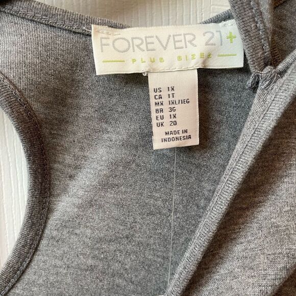 Forever 21 Heather Gray Plus Size Keyhole Back Dress 1X NEW - Picture 3 of 6
